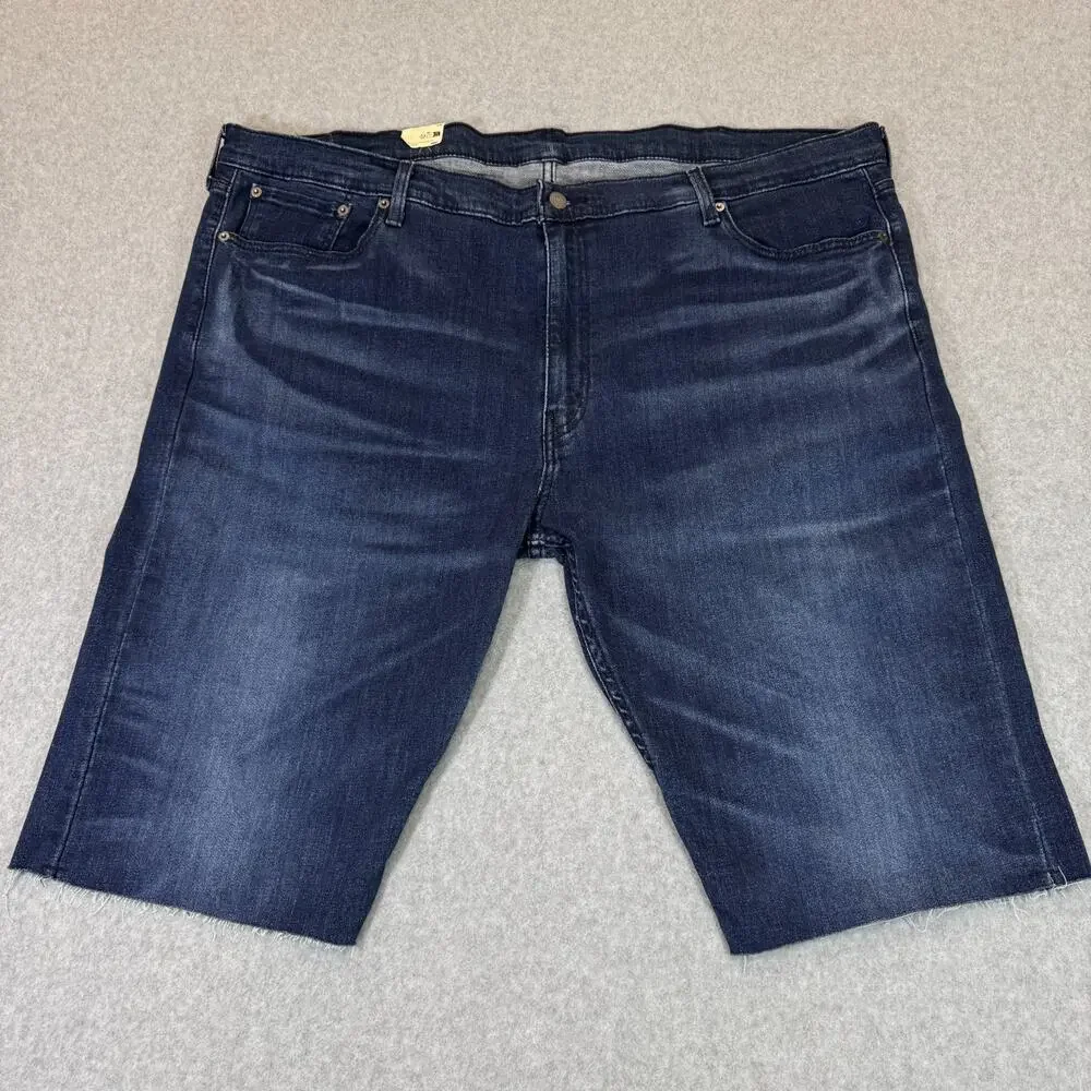 Levi's 511 Slim Stretch Denim Shorts Dark Blue Raw Hem Men's 46 ** READ **